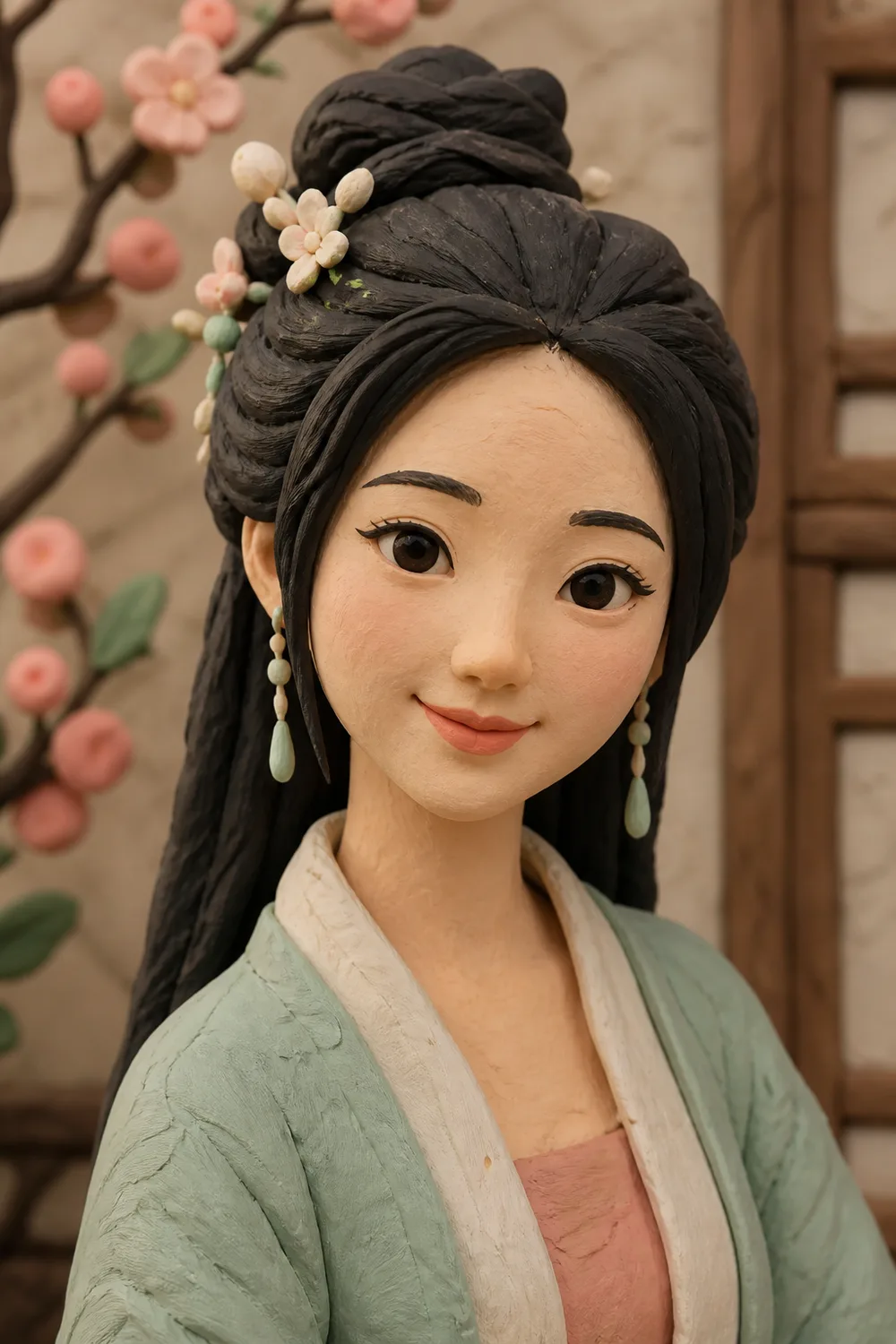 Midjourney 粘土定格动画人像:东亚女性软陶肖像