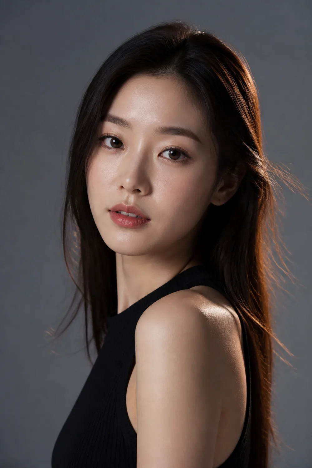 Midjourney 发丝光人像:影棚可控轮廓光美妆定妆东亚女性